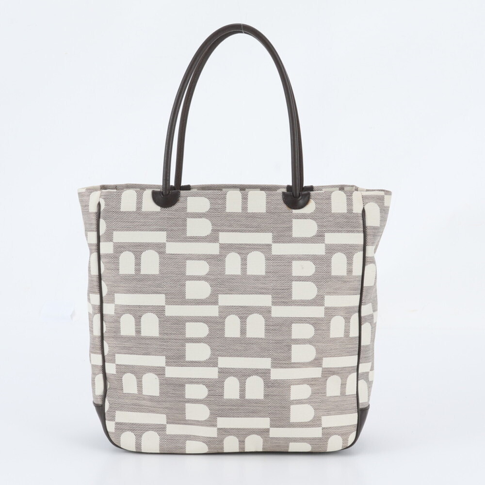 Bally B logo all-over print leather tote bag, shoulder handbag, brown, women's.